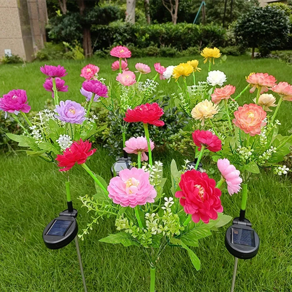PNMNON Solar Garden Light Snow Lotus Flower Lamp For Yard