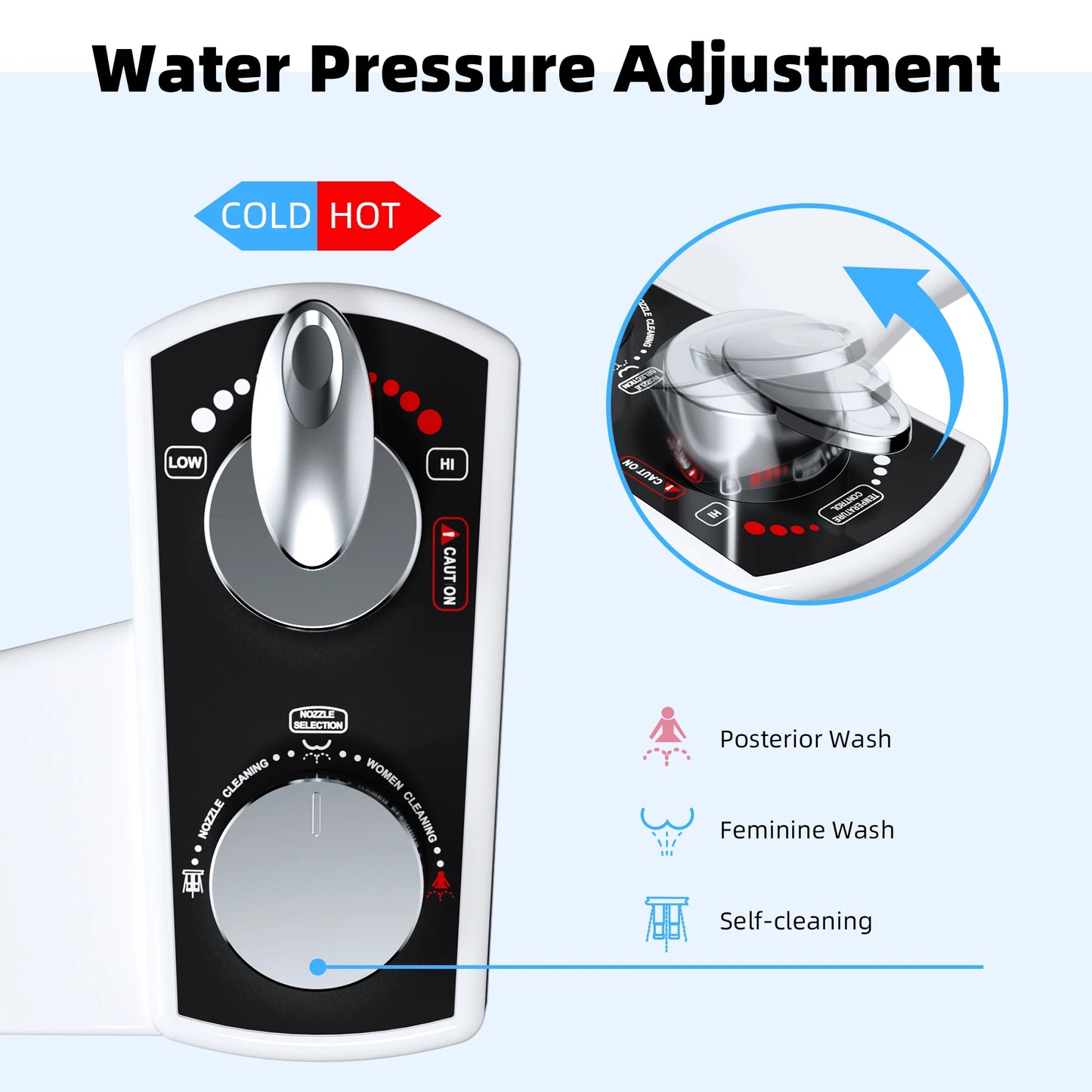 Hibbent Bidet Attachment For Toilet Dual Nozzle Hot Cold Water