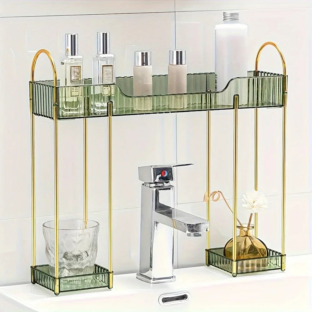 Two-Tier Bathroom Organizer For Countertop Cosmetics And Toiletries