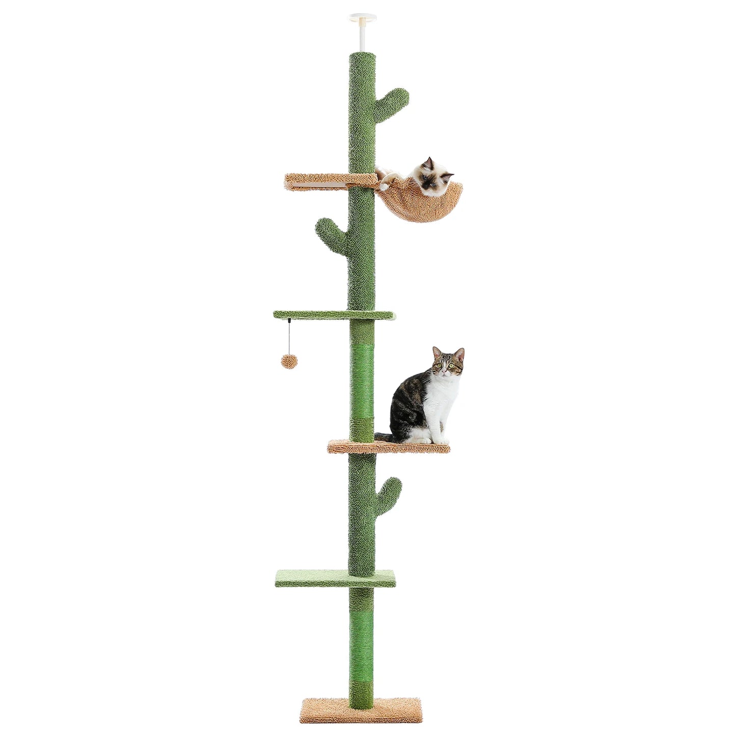 PAWZ Road Cat Tree Floor To Ceiling Climbing Tower With Scratching Post Hammock