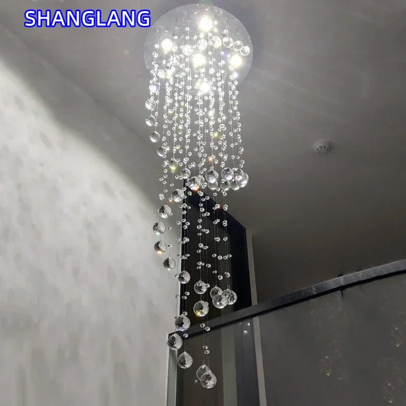 K9 Crystal LED Chandelier For Spiral Staircase And Living Room