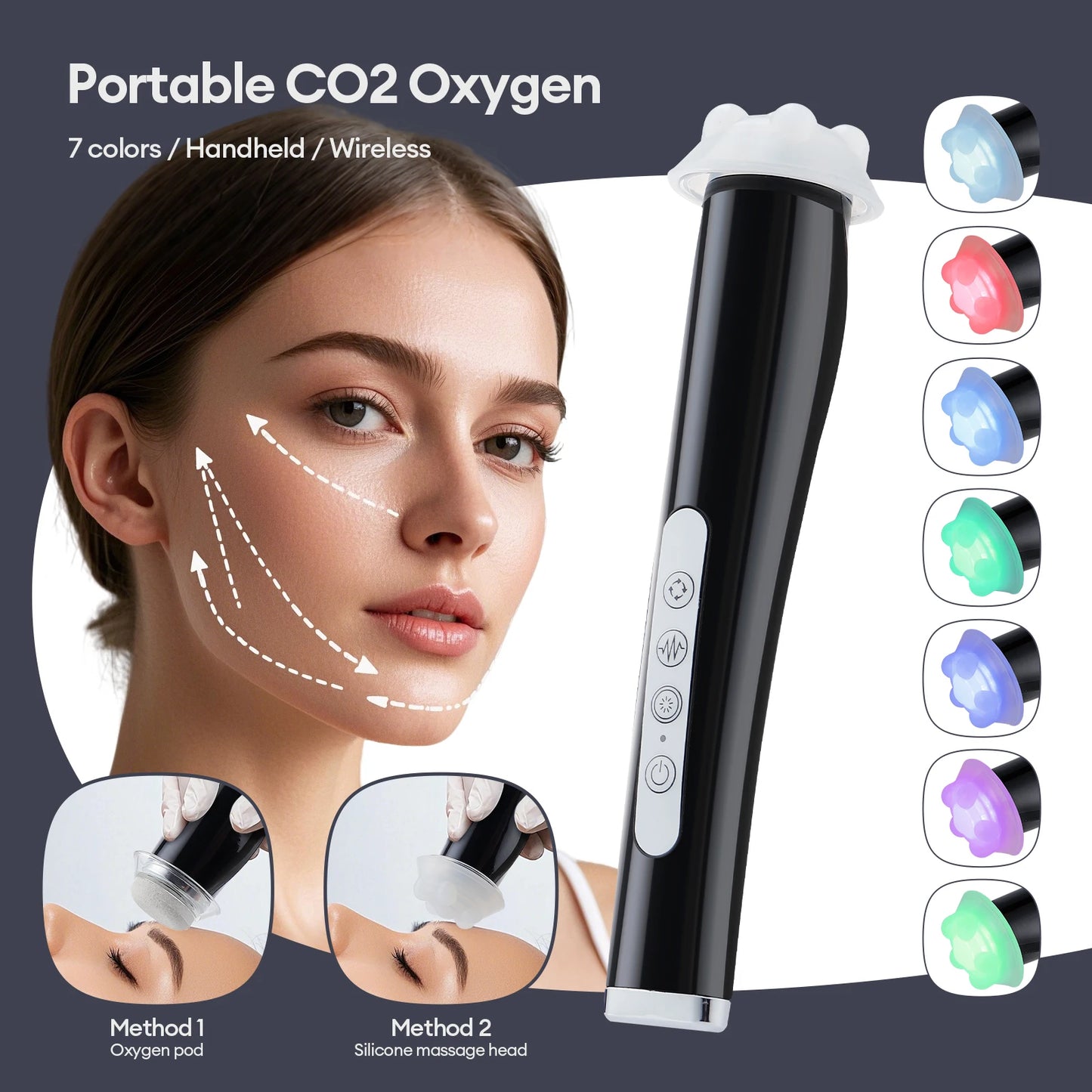Foreverlily CO2 Oxygen Bubble Pen 5 Gear Vibration Facial Cleanser