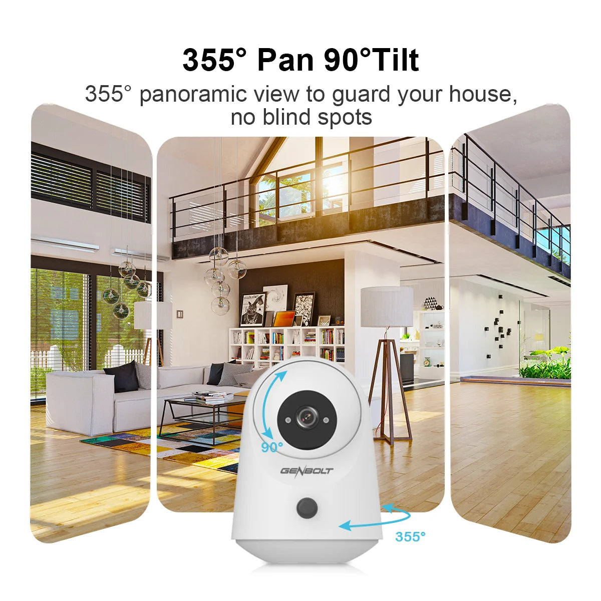 Genbolt 5000mAh Battery 2K Indoor Pan Tilt Security Camera PIR WiFi