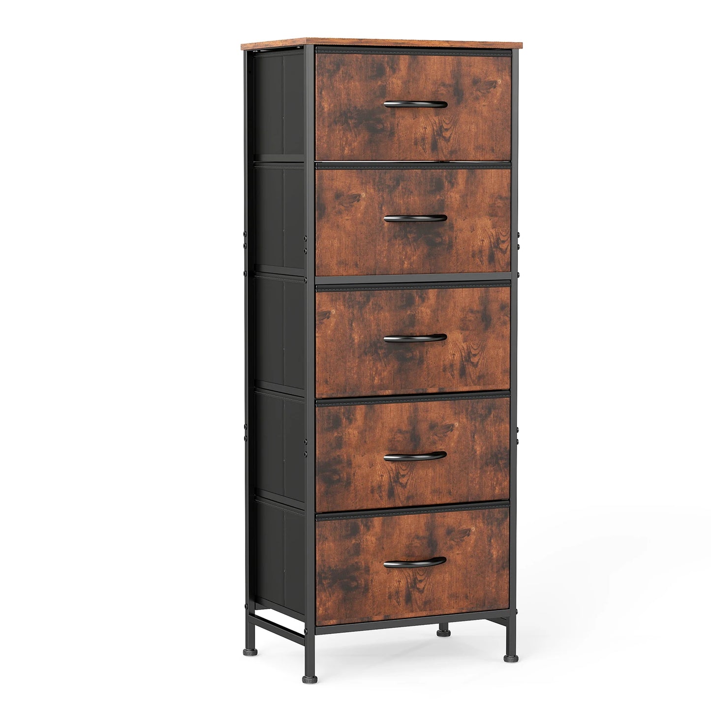 JHK Dresser With Five Fabric Drawers And Steel Frame