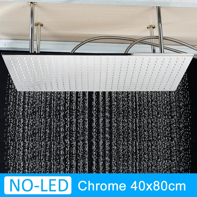 Shinesia LED Rainfall Shower Head Stainless Steel Square Changing Lights