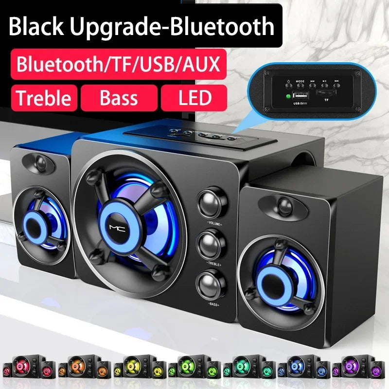 HiFi 3D Bluetooth Stereo Soundbar With LED Lights And USB AUX