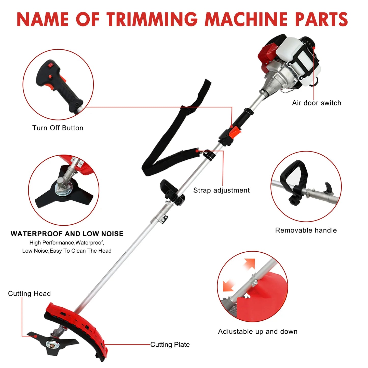Gas 4 Stroke Weed Wacker 31cc Straight Shaft Lawn Trimmer