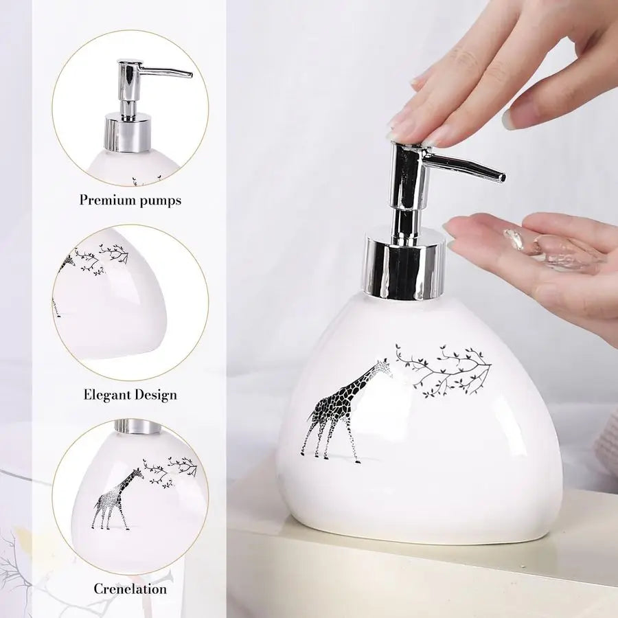 Ceramic 6 Piece Bathroom Accessory Set With Soap Dispenser