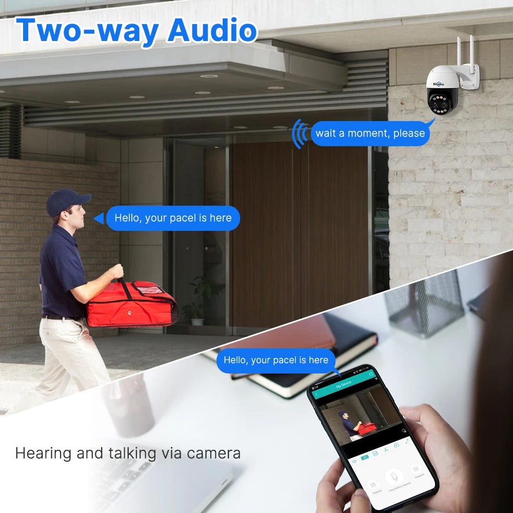 Hiseeu 4K Dual Lens PTZ WiFi IP Camera Human Detection