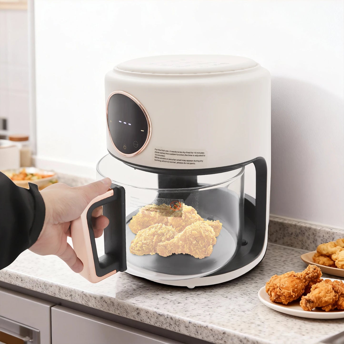 Glass Air Fryer 360 Viewable Touch Screen 1200W 110V