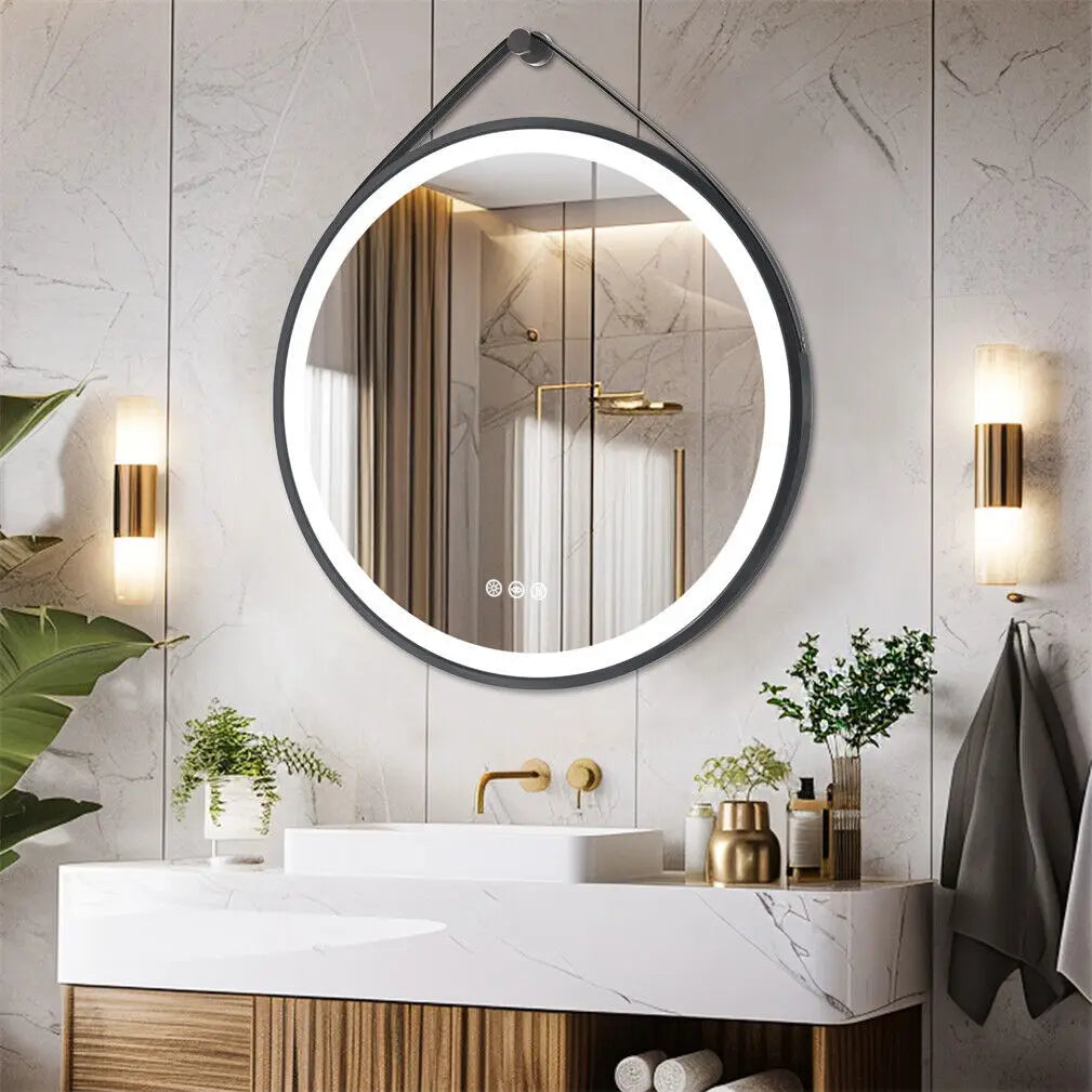 BORWART LED Round Bathroom Mirror Illuminated Anti Fog