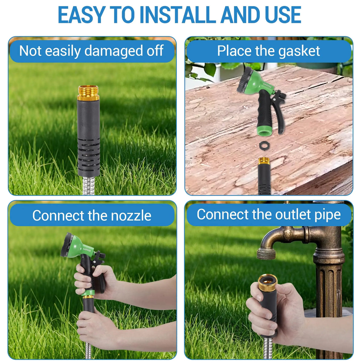 HiMiss Stainless Steel Garden Hose With Brass Connectors