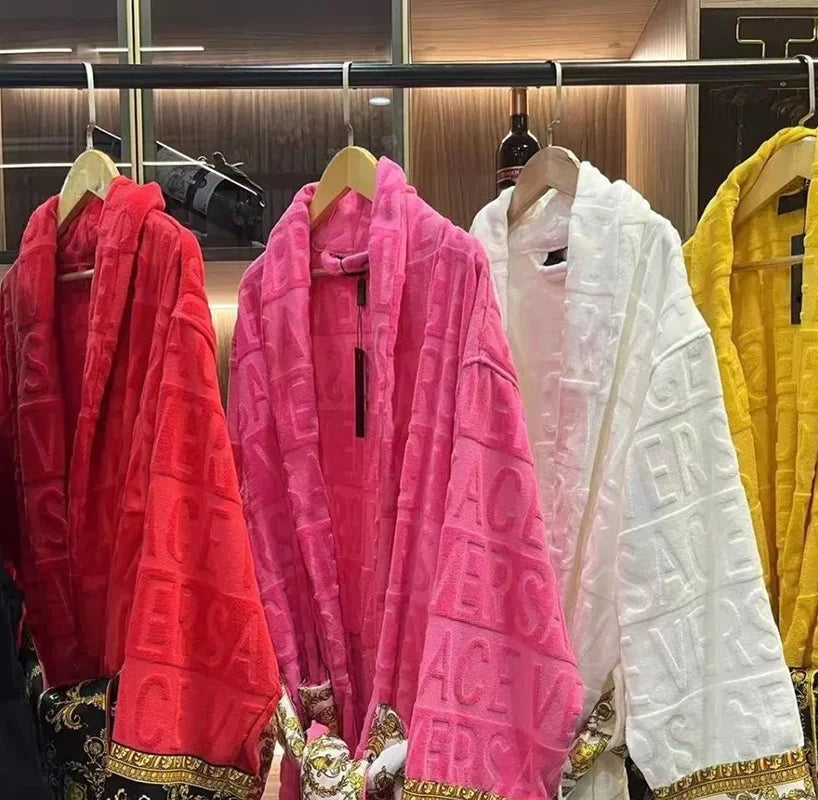 Cotton Luxury Bathrobe Unisex Sleepwear Hotel Style Lounge Robe