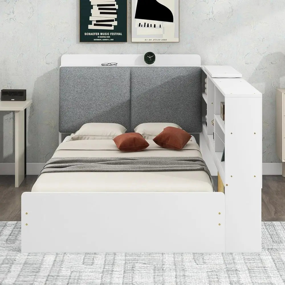 Daybed With Storage Drawers And Bookcase Wood Bed Frame