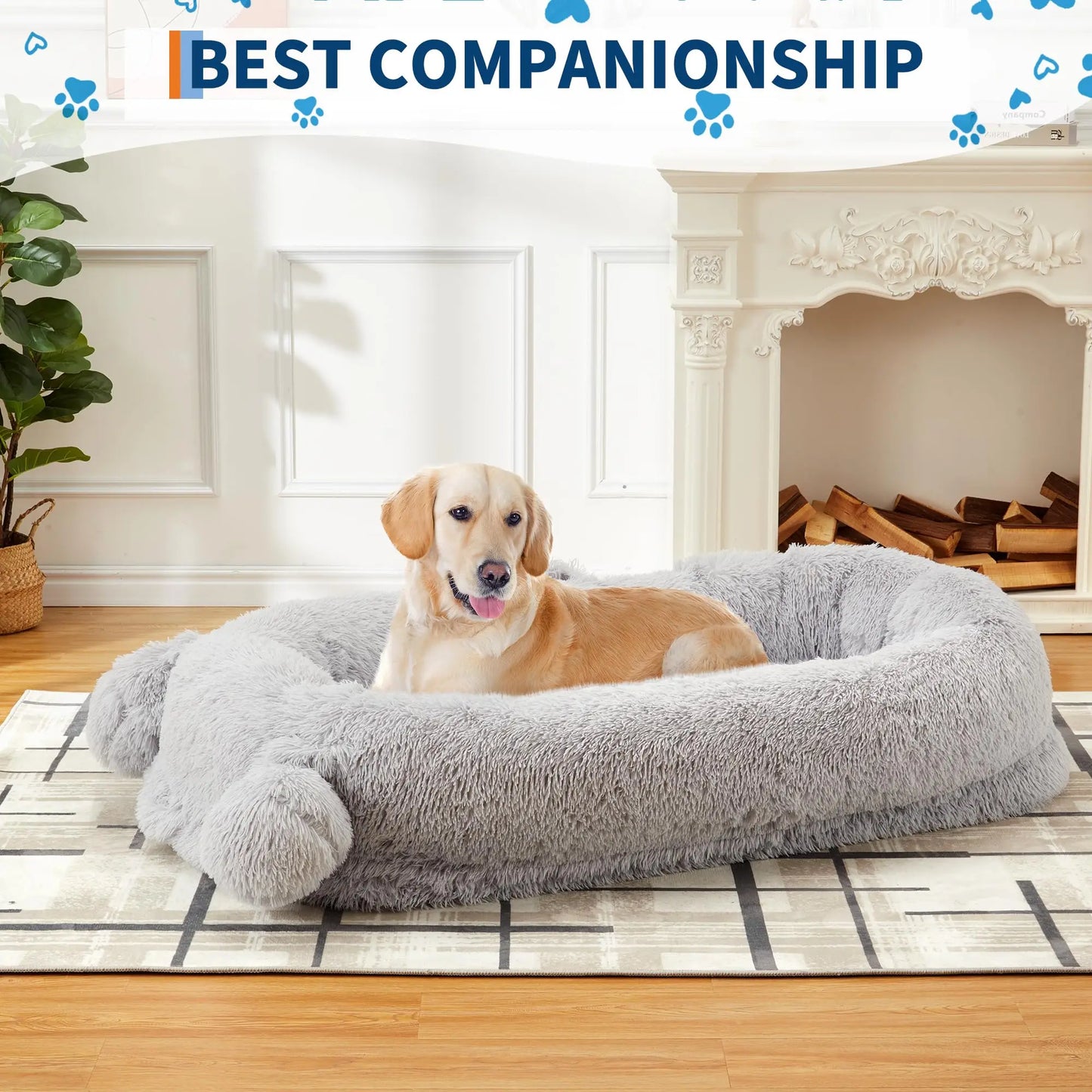 HiMISS Dog Bed For Adults With Removable Cover And Blanket