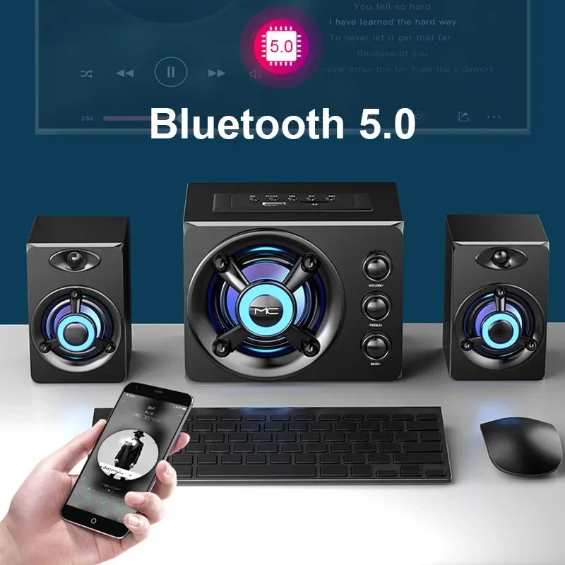 HiFi 3D Bluetooth Stereo Soundbar With LED Lights And USB AUX