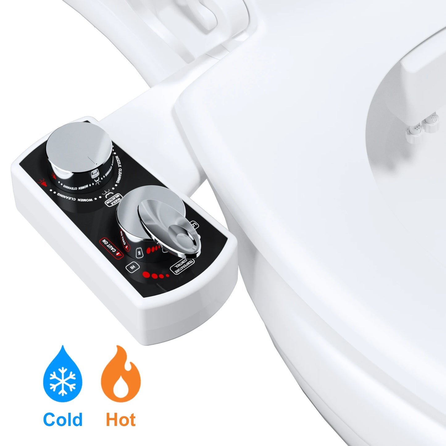 Hibbent Bidet Attachment For Toilet Dual Nozzle Hot Cold Water