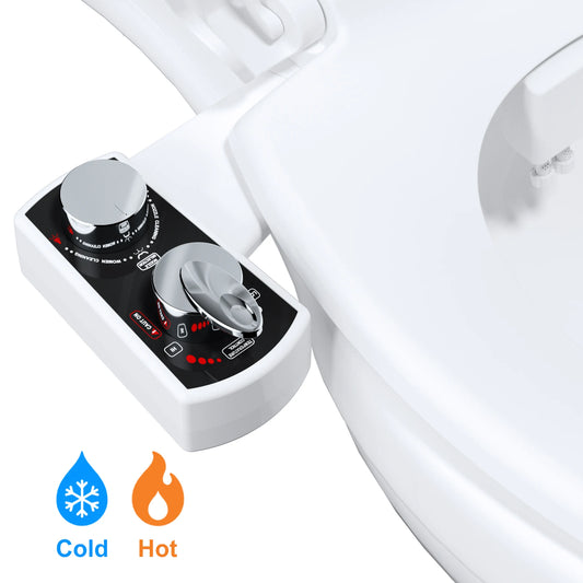 Hibbent Bidet Attachment For Toilet Dual Nozzle Hot Cold Water