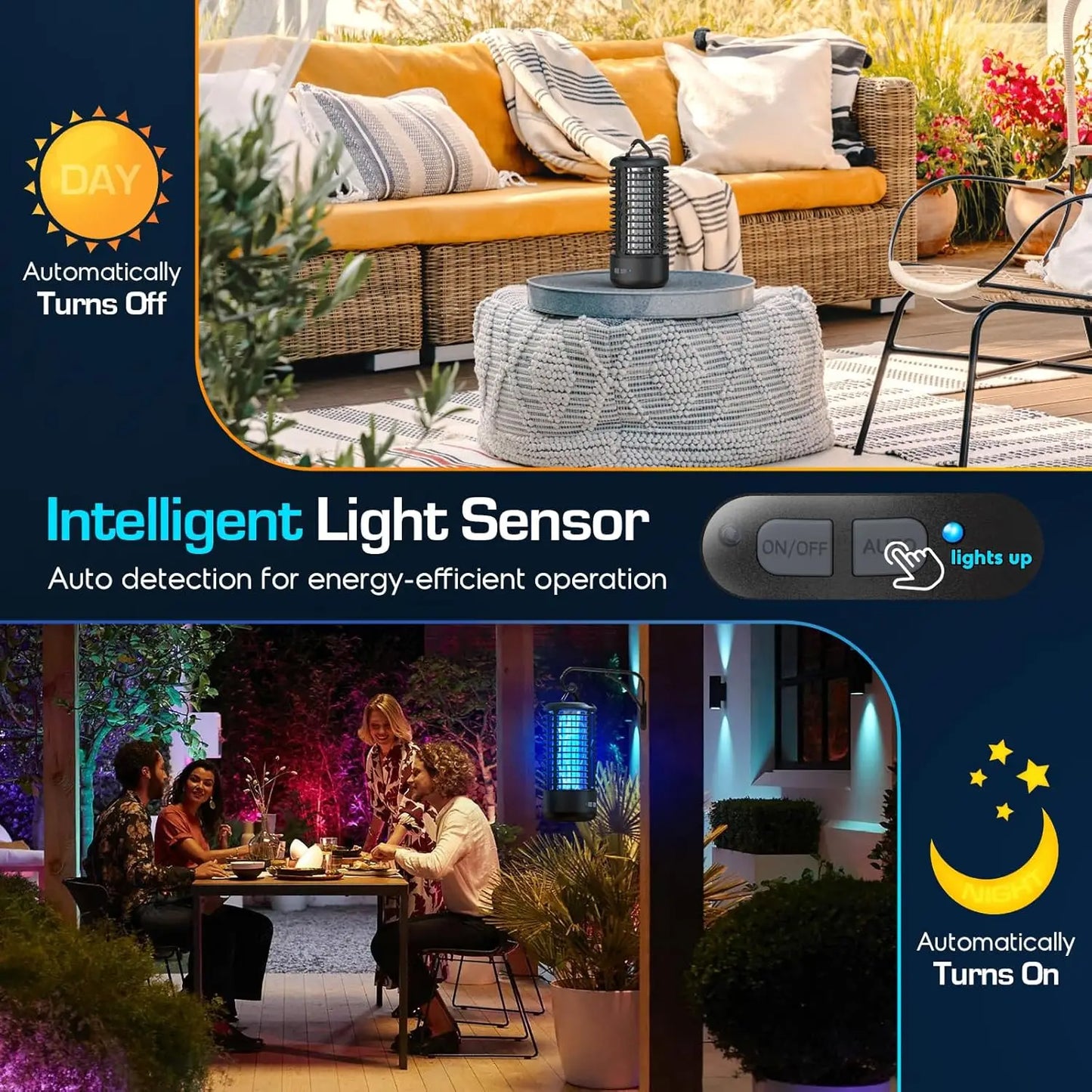 Electric Insect Killer 3000V Mosquito Lamp,Waterproof Fly Trap, with LED Light for Indoor, Outdoor,Backyard