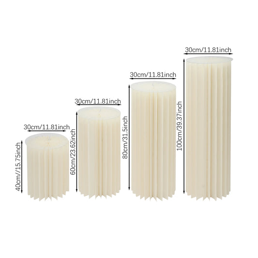 4Pcs Foldable Cardboard Flower Stands Wedding Centerpieces Display Dessert Table Column for Party Garden Decor (40+60+80+100cm)