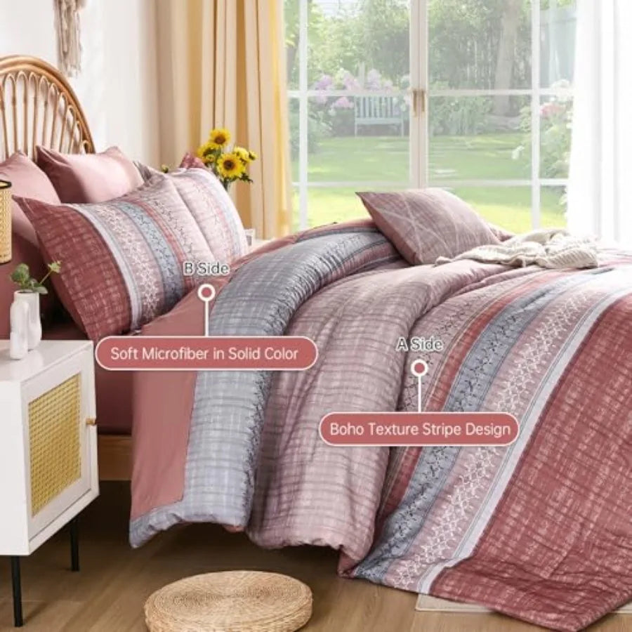 Boho King Comforter Bedding Set Duvet Cover and Pillowcases